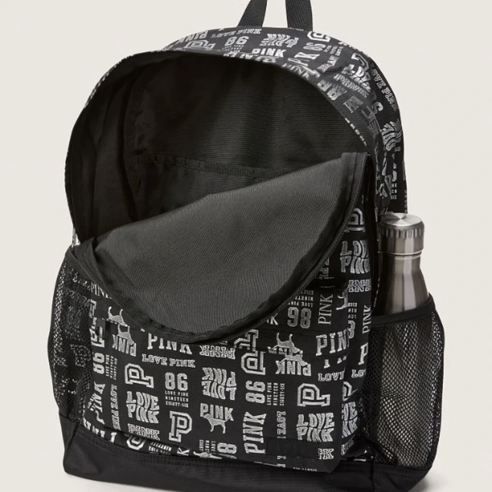 VS VICTORIAS SECRET PINK CLASSIC BACKPACK TOTE TRAVEL BAG PURE BLACK MIXED LOGO
